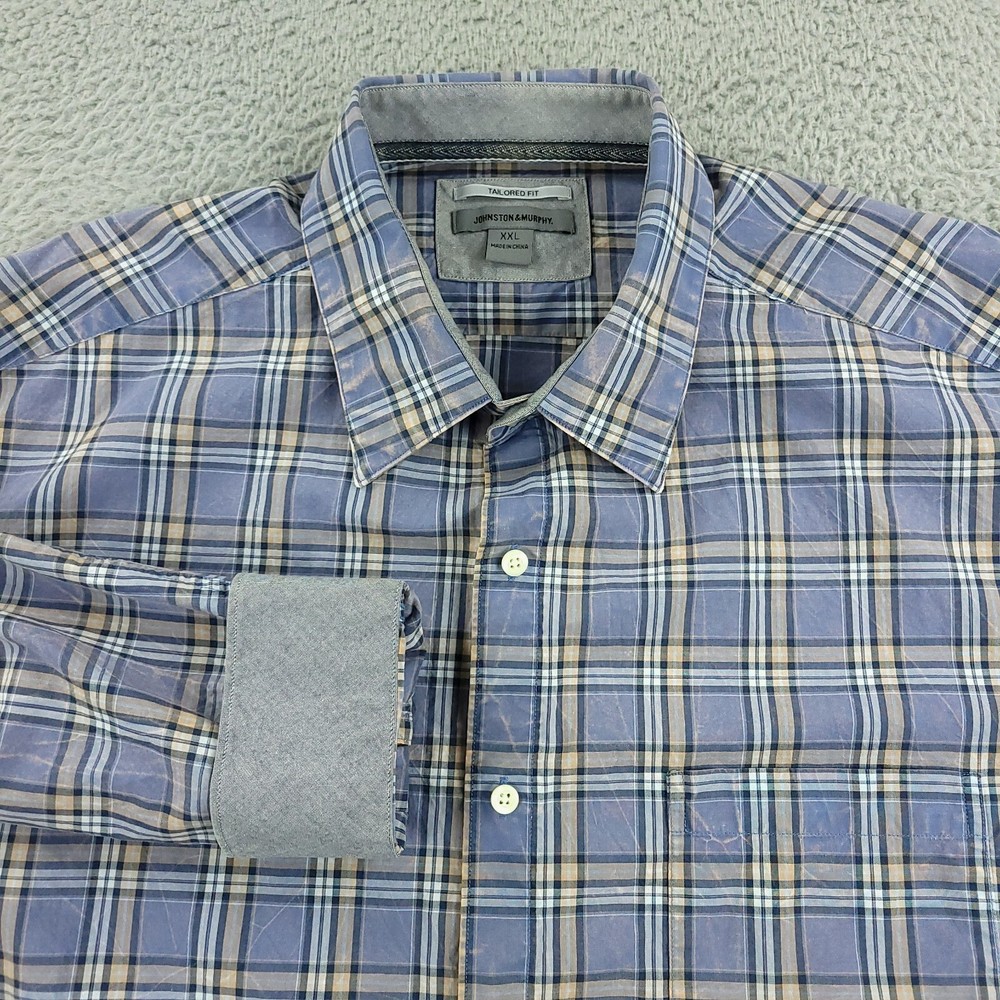 Johnston & Murphy 2XL Tailored Fit Blue Business Shirt with Flip Cuff