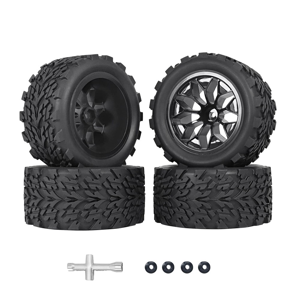 12mm Hex RC Wheels and Tires 1/10 Scale RC Truck Tires and Wheels for Traxxas...