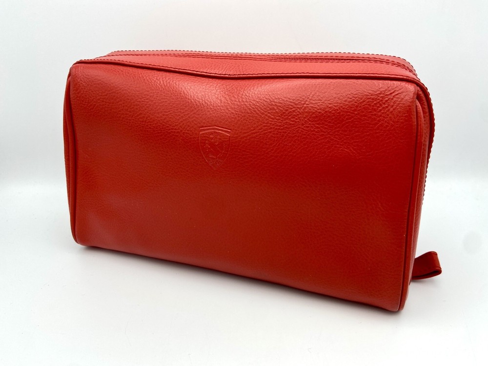 FERRARI SCHEDONI LEATHER WASH BAG | POUCH | PERSONAL CARE BAG | MADE IN ITALY