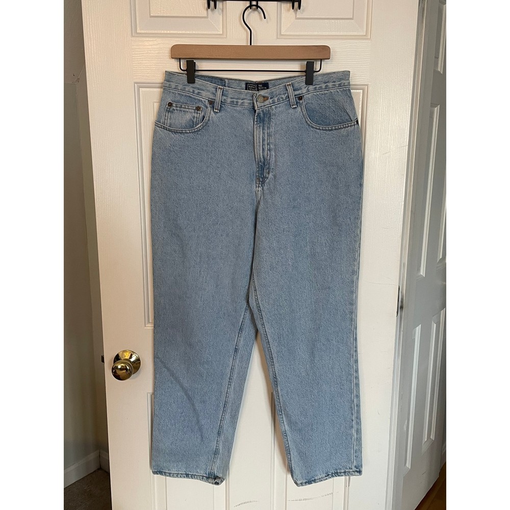 Vtg Old Navy Womens Jeans 14 Ankle All Cotton Y2K Light Wash Missy Relax Stain