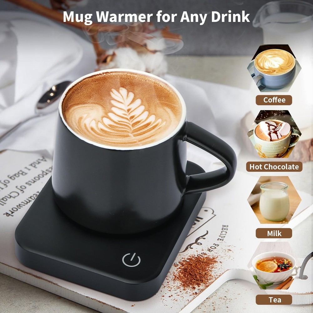 VOBAGA Black Coffee Mug Warmer with 4-Hour Auto Shut-Off Plate