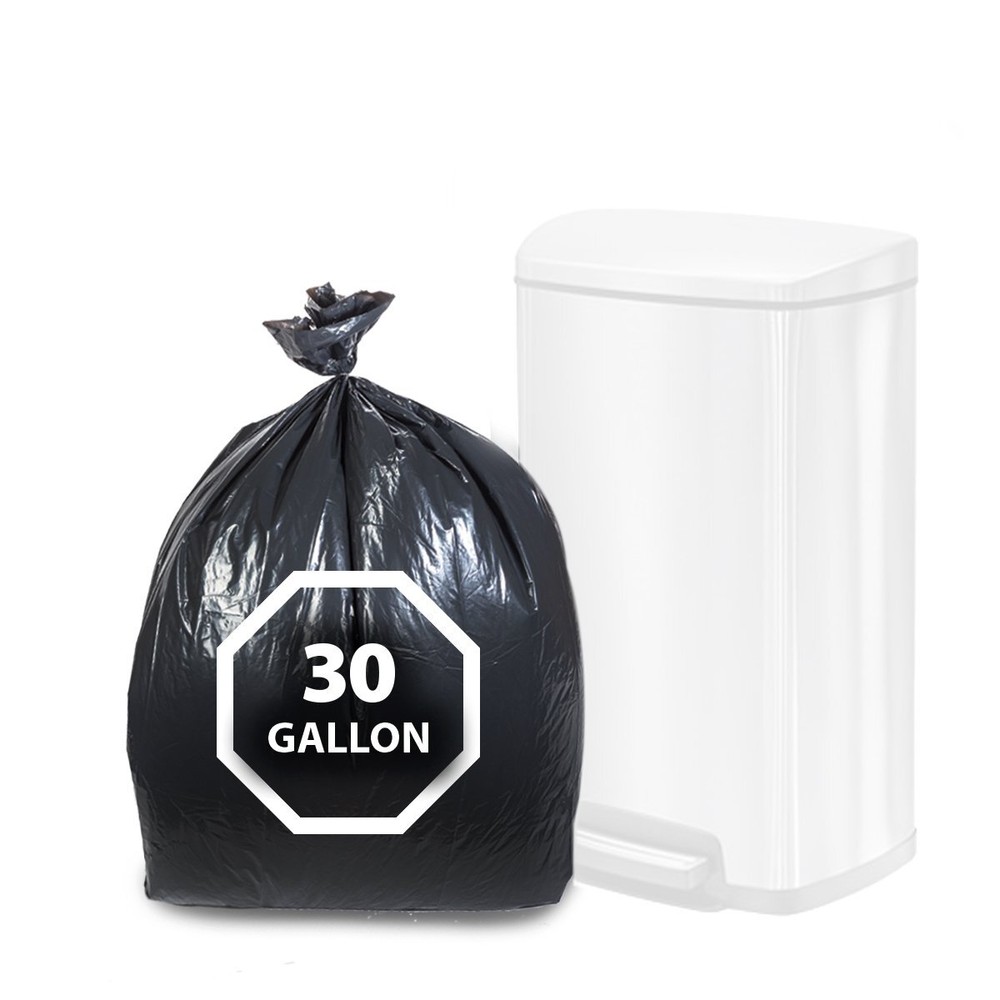 Black Trash Bags 30 Gallon, 100 Count, Black Garbage Bag 33 Gallon, Heavy Dut...