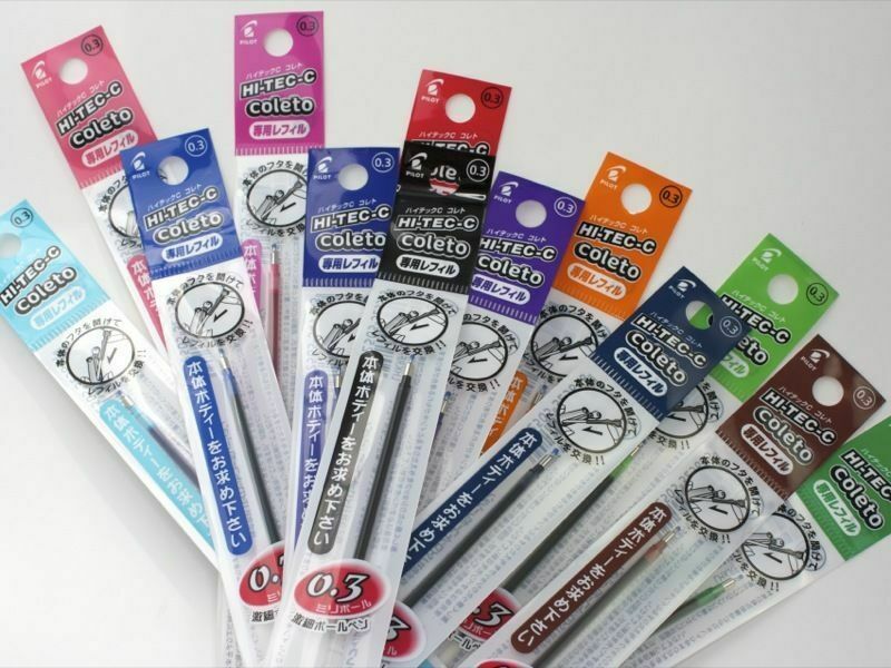 CHOOSE ANY HI-TEC-C COLETO PEN REFILLS! 0.3 0.4 0.5 mm Set 15 Colors Black Japan