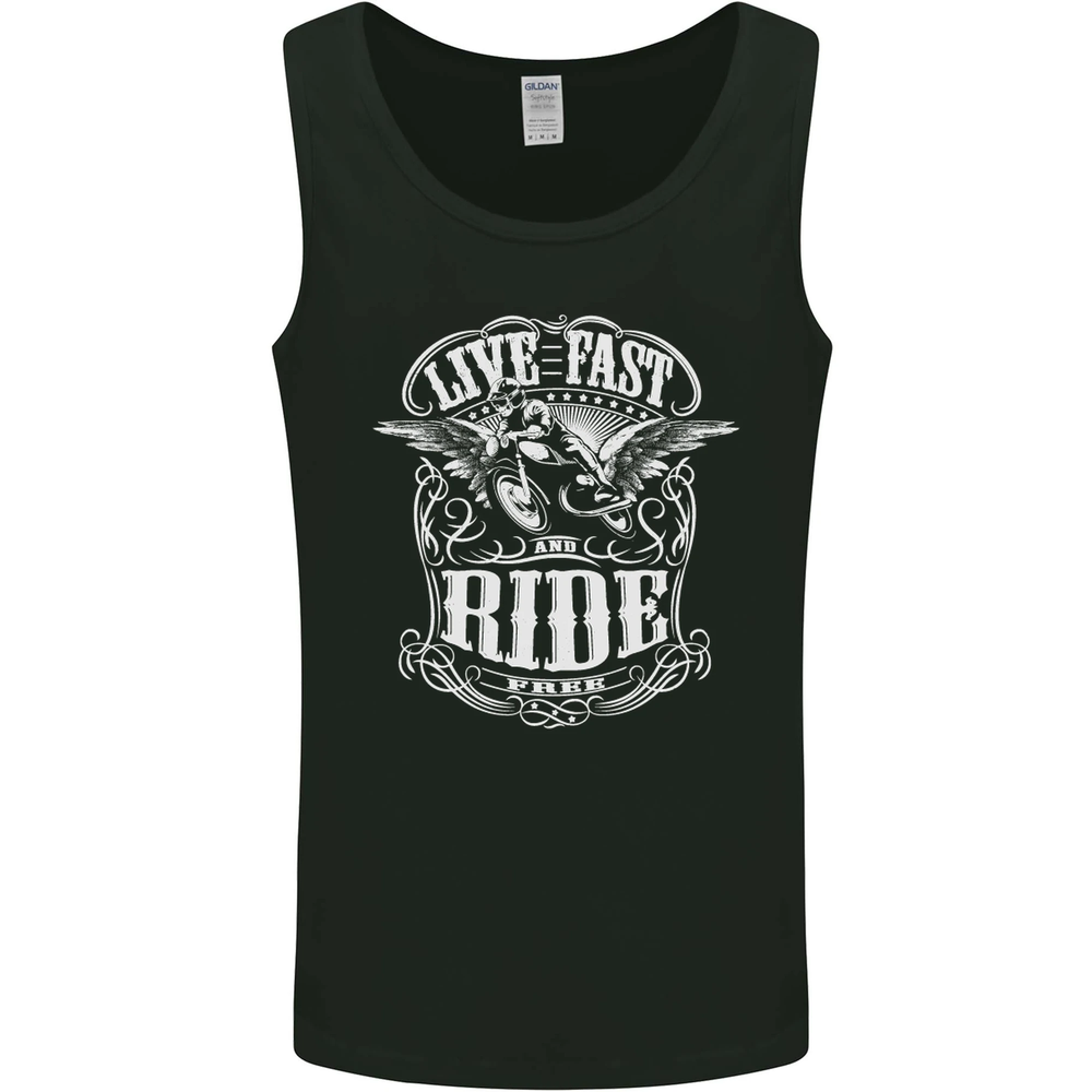 Live Fast Ride Motorcycle Biker Vest Tank Top for Men