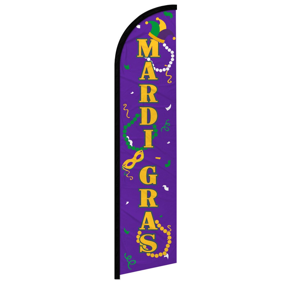 Mardi Gras Colorful Windless Swooper Flag for New Orleans Festivities  