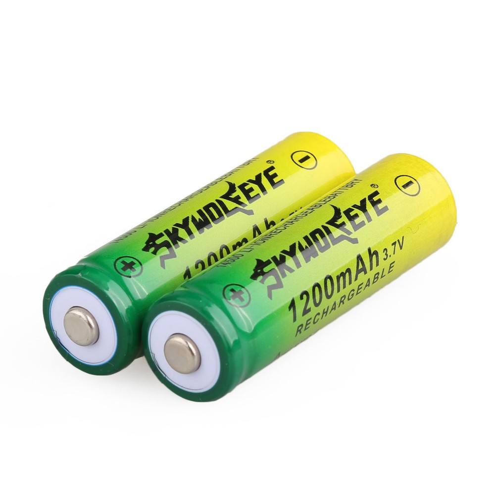 2pcs SkyWolfEye 14500 Battery 3.7V 1200mAh Rechargeable Batteries Cell USA