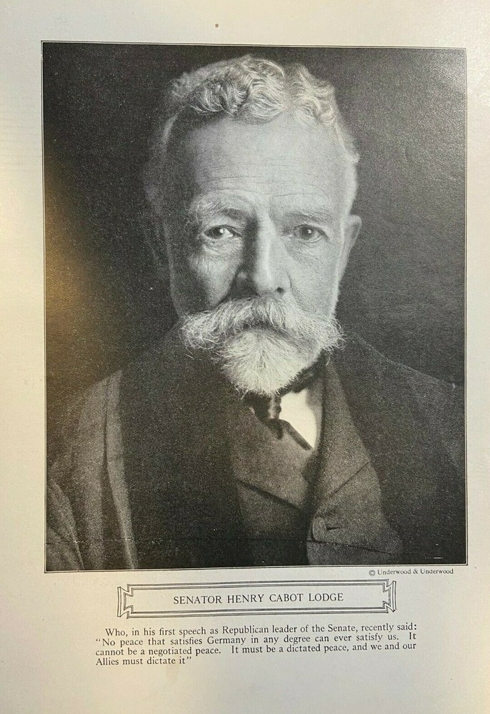 1918 Vintage Magazine Illustration Henry Cabot Lodge Massachusetts Senator