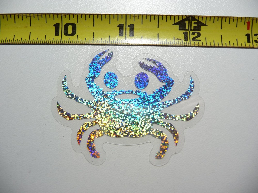 HOLOGRAPHIC PAPA BIG EYE CRAB STICKER DECAL OCEAN SEA LIFE SPARKLE