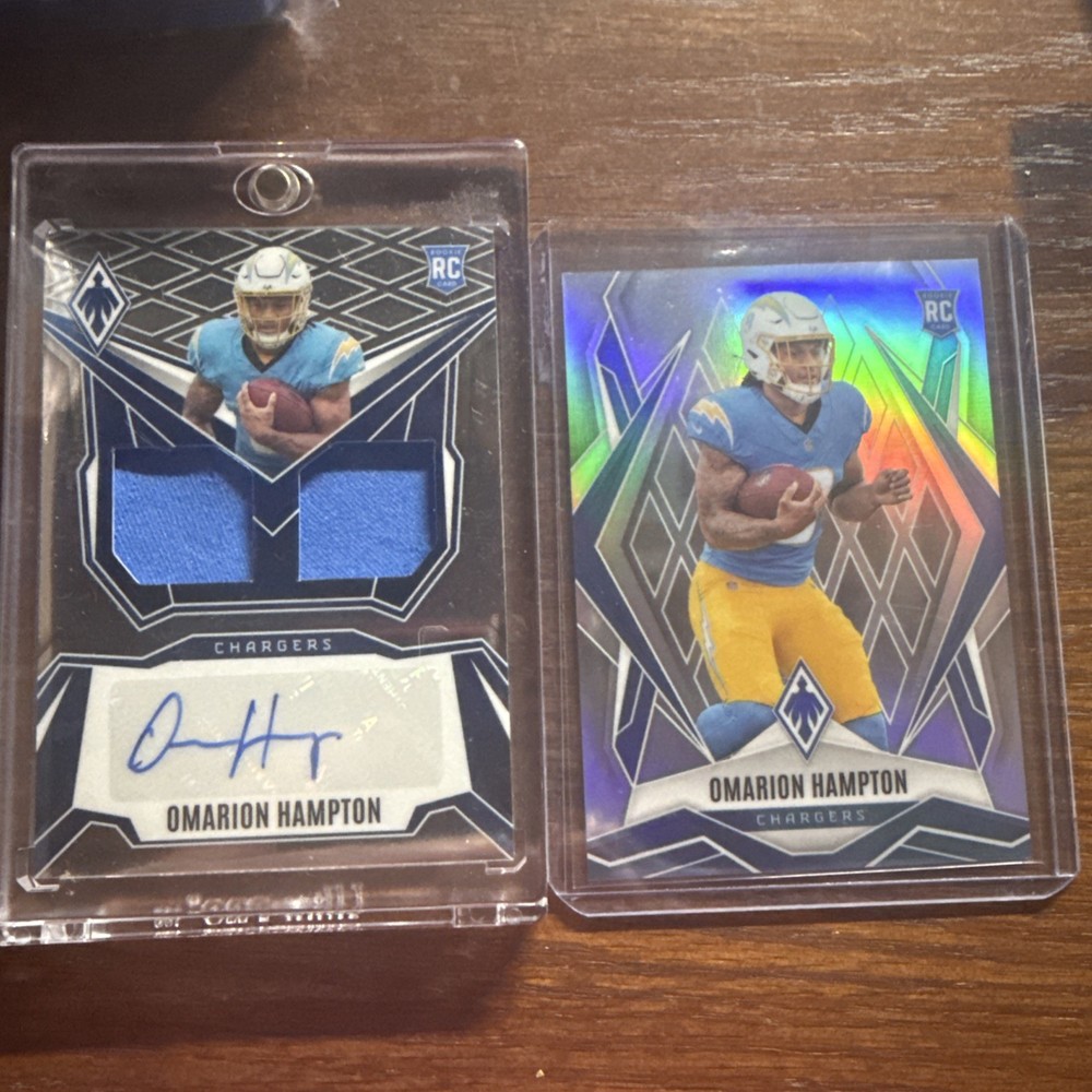 2 Card Lot of Omarion Hampton RC Autographed card.