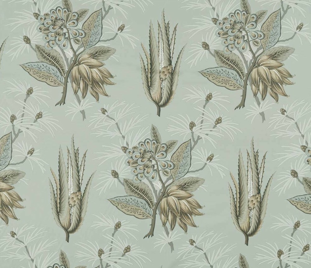 Zoffany Desert Flower II Stone Cotton Curtain Fabric 3.65m