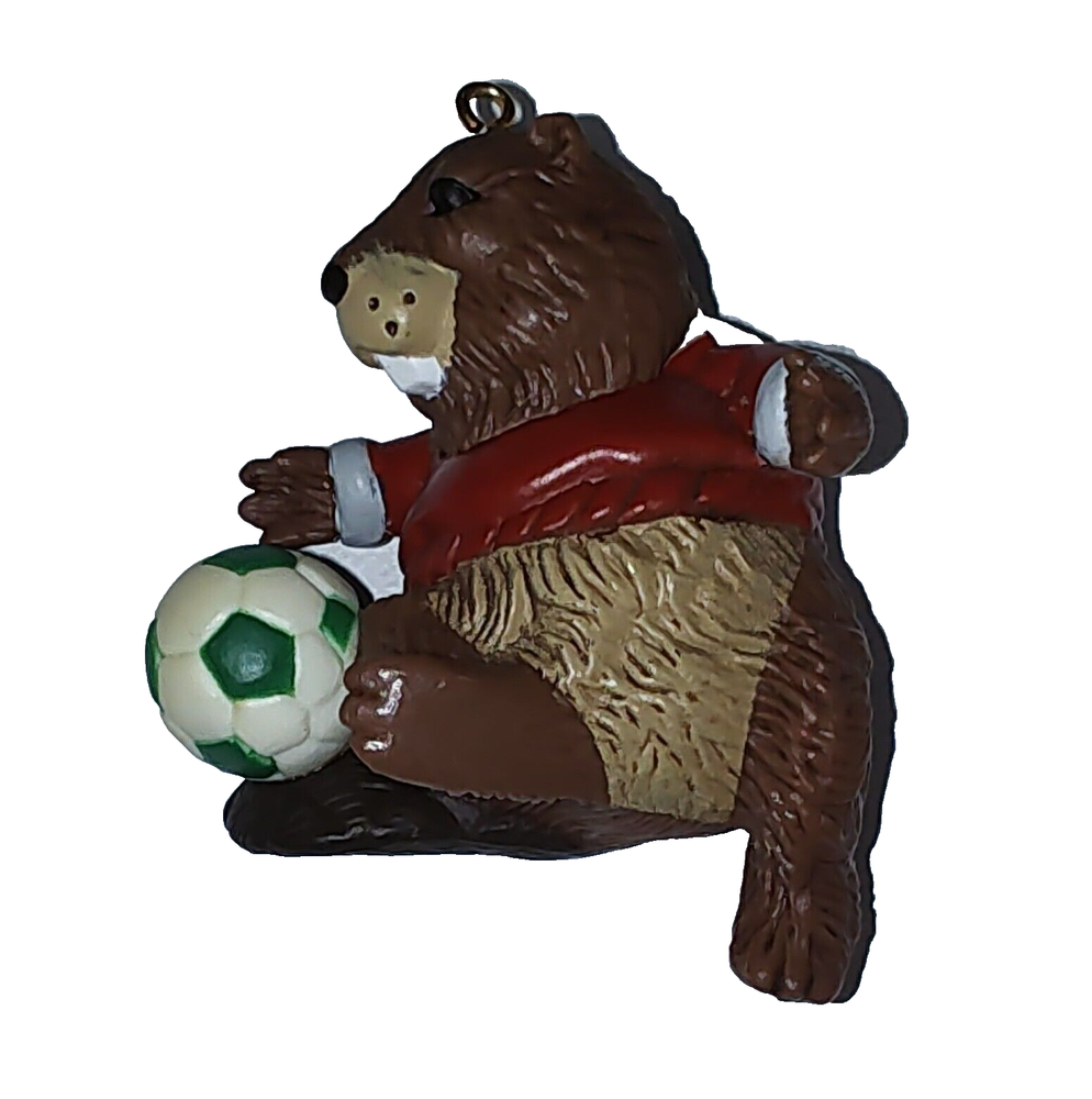 Hallmark Keepsake Ornament Soccer Beaver Vtg 1985 Red Jacket Soccer Ball SEE