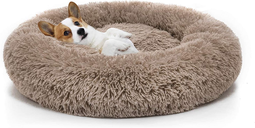 Orthopedic Round Pet Bed Ultra Soft Washable 23 Inches Brown  