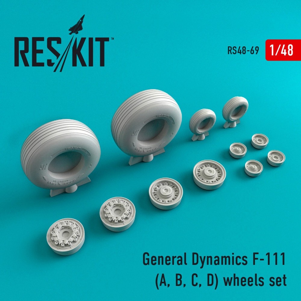 F-111 (A,B,C,D) Wheels Set (Weighted) 1:48 ResKit RS48-0069