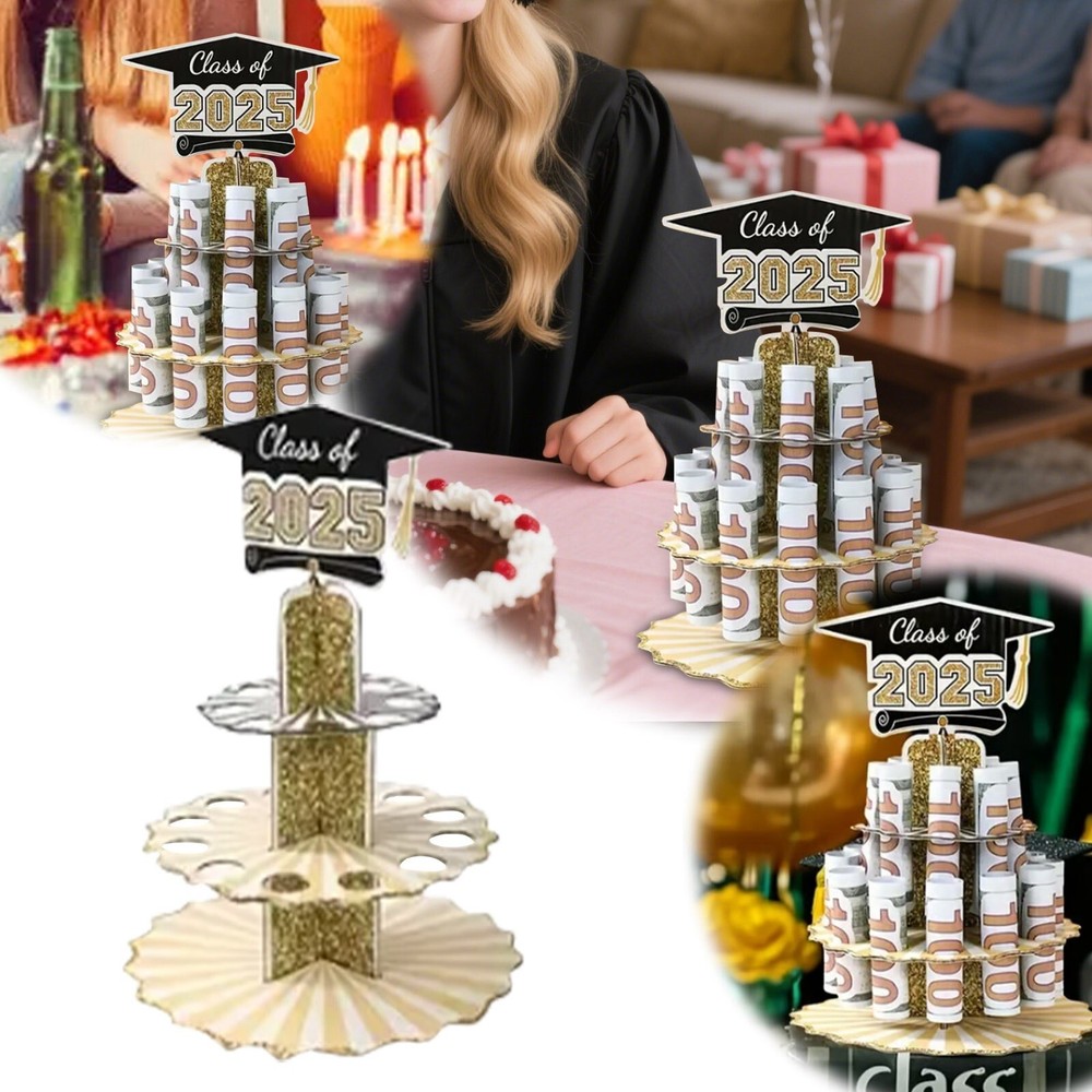 2025 Rose Gold Graduation Bonus Wallet Card Holder with Multiple Layers for Party