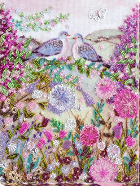 Bead embroidery kit Love cooing needlework kit Art canvas beadwork pattern