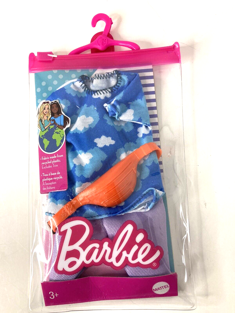 Barbie Blue Cloud Top & Purple Shorts Outfit with Fanny Pack