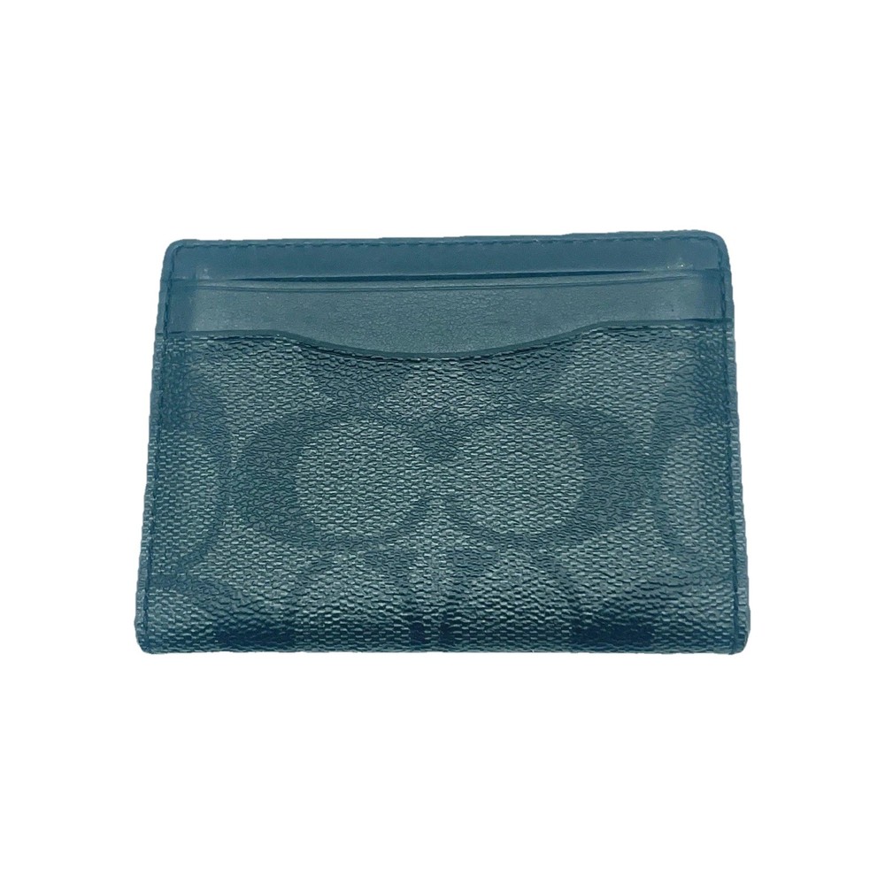 Coach Slim ID Card Case In Signature Canvas Charcoal/Black Wallet