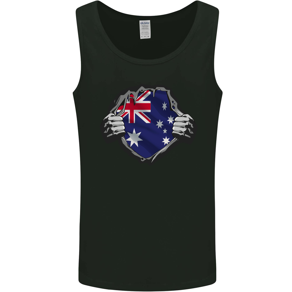 Australian Flag Ripped  Australia Day Gym Mens Vest Tank Top