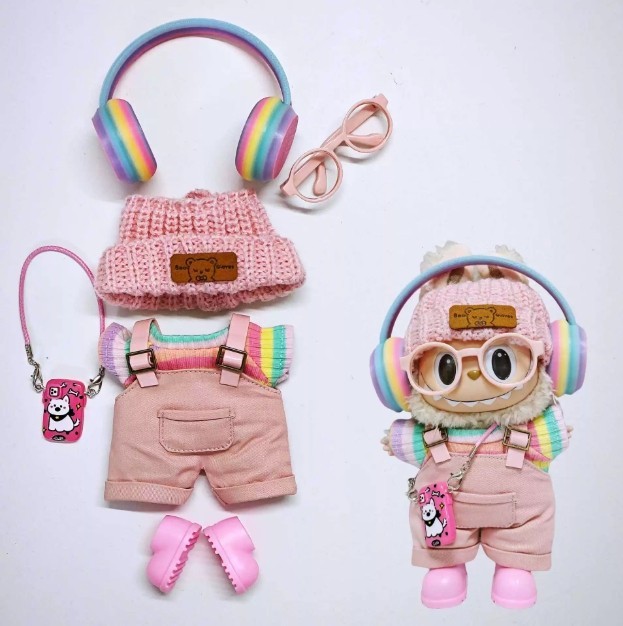 DIY Rainbow Outfit Set for POP MART LABUBU Plush Monsters - Doll Not Included