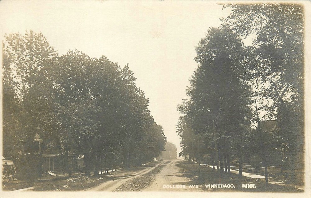C-1910 Winnebago Minnesota College Avenue Postcard RPPC 24-12134