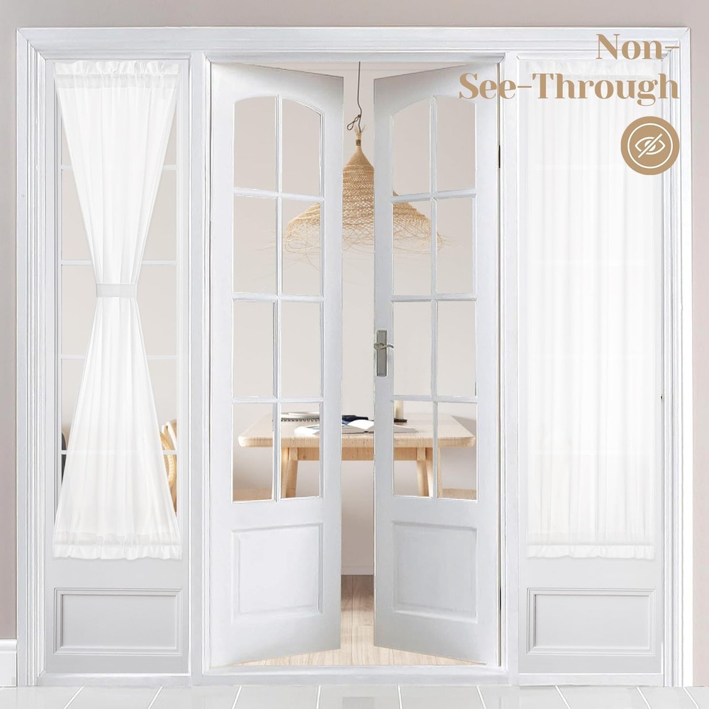 Non-See-Through French Door Curtains with Sidelights for Light Filtering Privacy