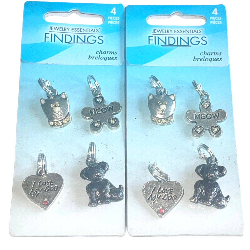 Charms Jewelry Making Craft Supply Dog Cat Lover 2 Cards Findings 8 Charms