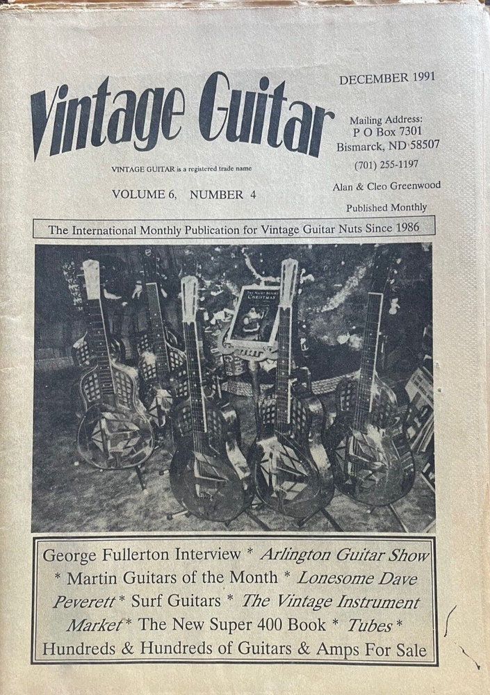 Vintage Guitar Magazine December 1991 Surf Guitars Martin Guitars Of The Month
