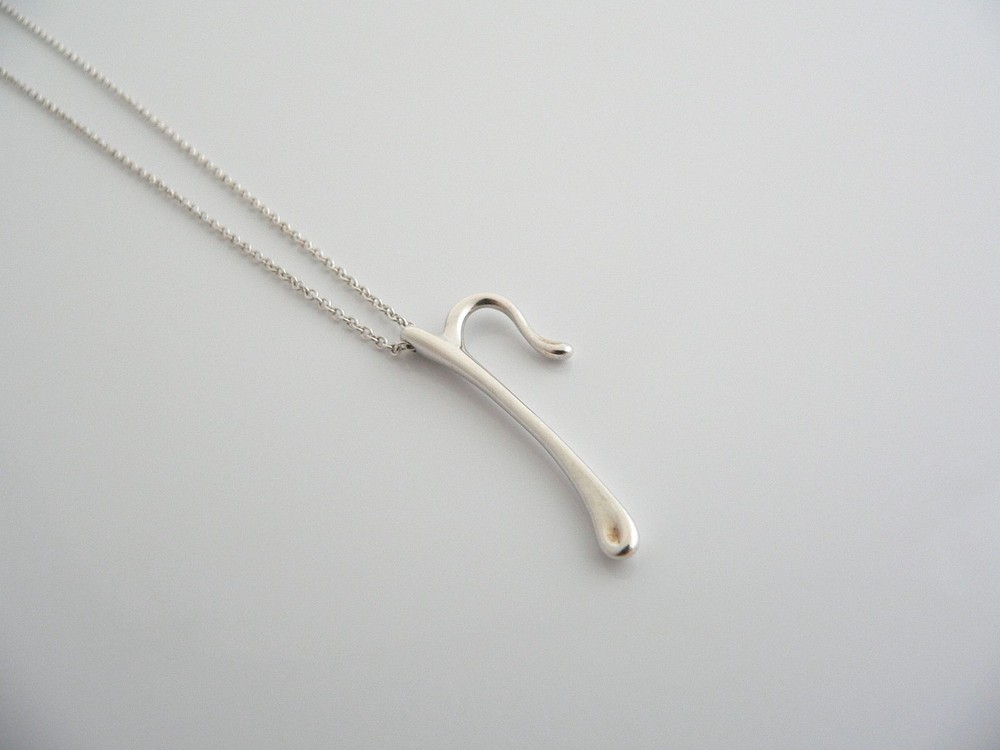 Tiffany & Co Alphabet P Necklace Pendant Charm Chain Silver Jewelry Gift Peretti
