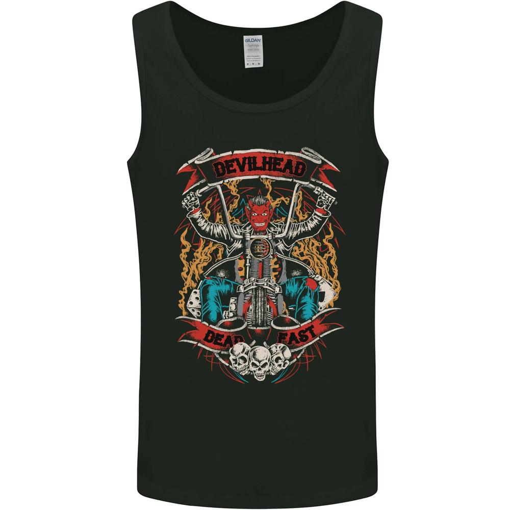 Devil Head Motorcycle Biker Mens Vest Tank Top