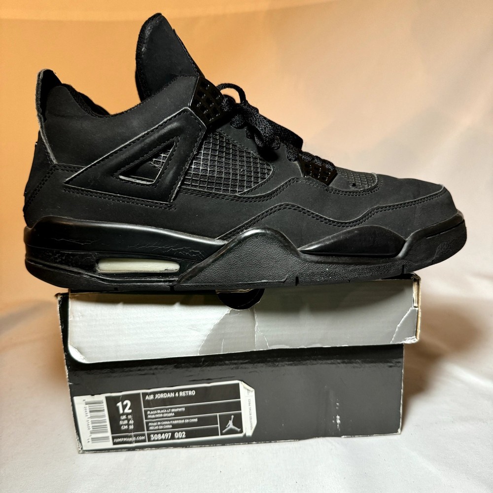 Size 12 - Nike Air Jordan 4 Retro Black Cat 2006 Men's Shoes - Ships Now