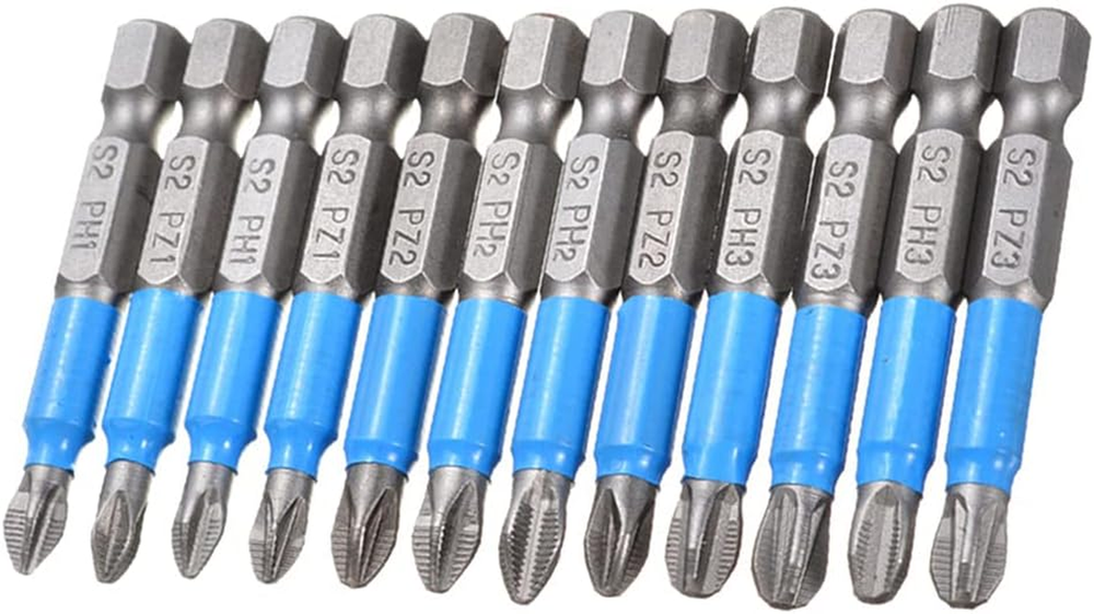 12Pcs Magnetic Phillips Pozidriv Screwdriver Bit Set 1/4 Inch Hex Shank P