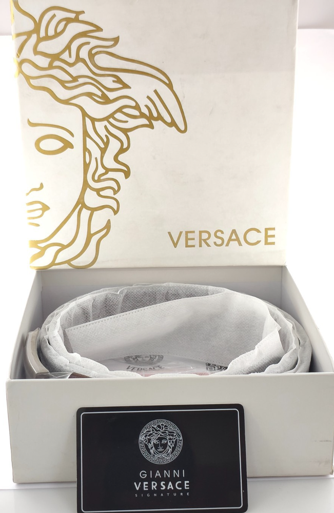 Versace Men Medusa Logo Buckle Brown Color Leather Belt With Box | Free Shipping