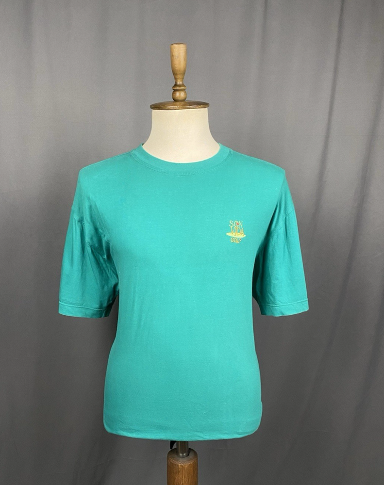Burberry Vintage Scandinavian Golf Logo Tee Turquoise Green Mens Size 6