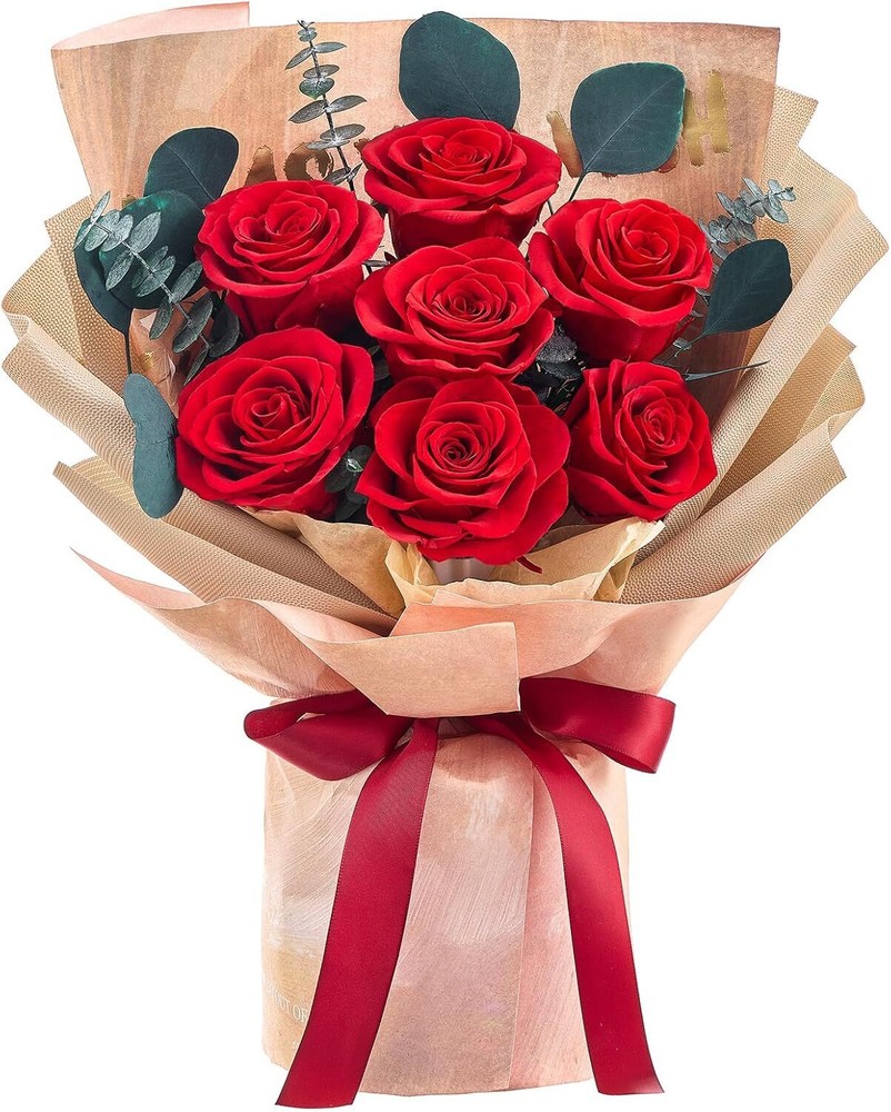 Roses Bouquet 7-Piece Forever Flowers Fresh Gift for...