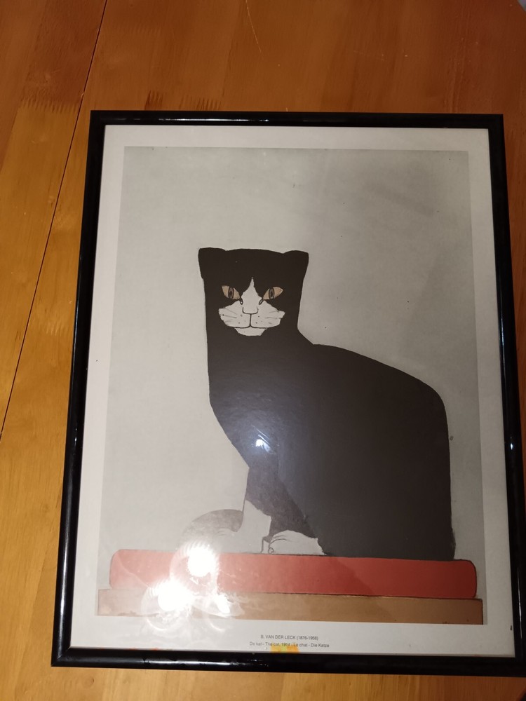 Bart Van Der Leck vintage print The Cat framed animal wall art decor De Stijl