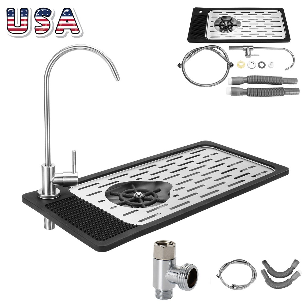 Pitcher Glass Rinser W/Faucet Automatic Coffee Tea Milk Cup Washer Cleaning Sink