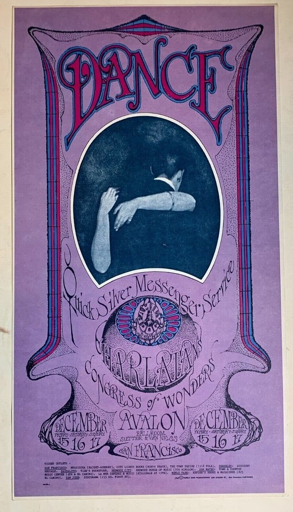 1967 Quicksilver Avalon Ballroom Family Dog Concert Poster FD-96 Kelley in Great Condition