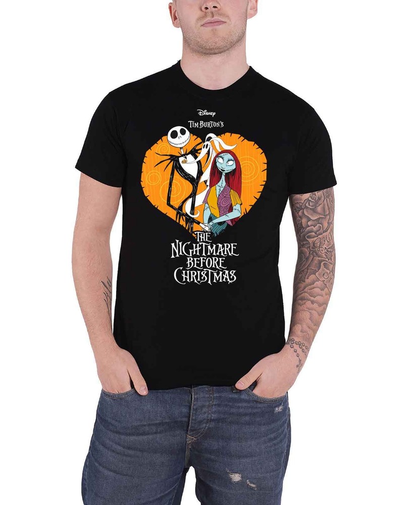 Nightmare Before Christmas T Shirt Heart Logo Official Disney Mens Black