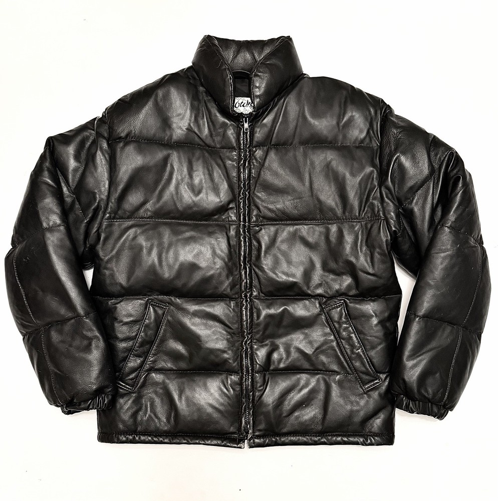 Vintage Schott Leather Down Puffer Jacket Men’s Size 40 Made in USA