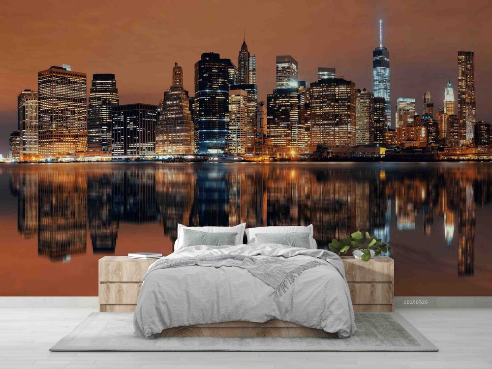 3D Manhattan City Night View Wall Murals Wallpaper Murals Wall Sticker