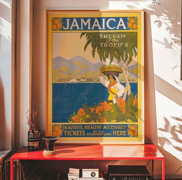 Jamaica Travel Poster Art | Vintage Tropical Decor