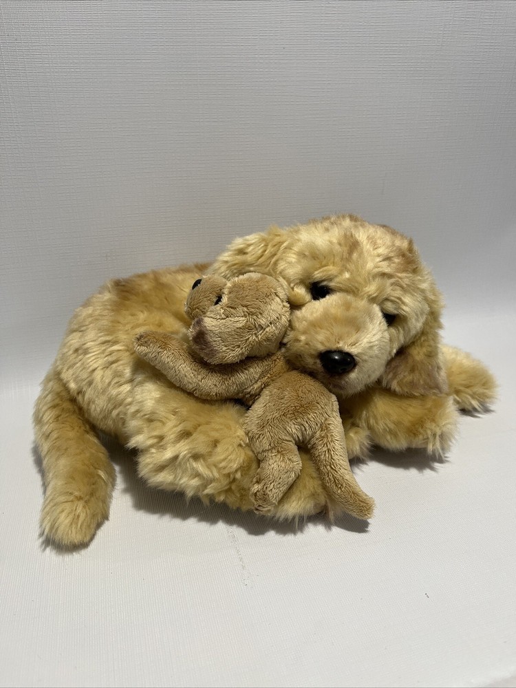 Demdaco Labrador Retriever Plush Momma Dog & Baby Puppy Realistic Stuffed Animal