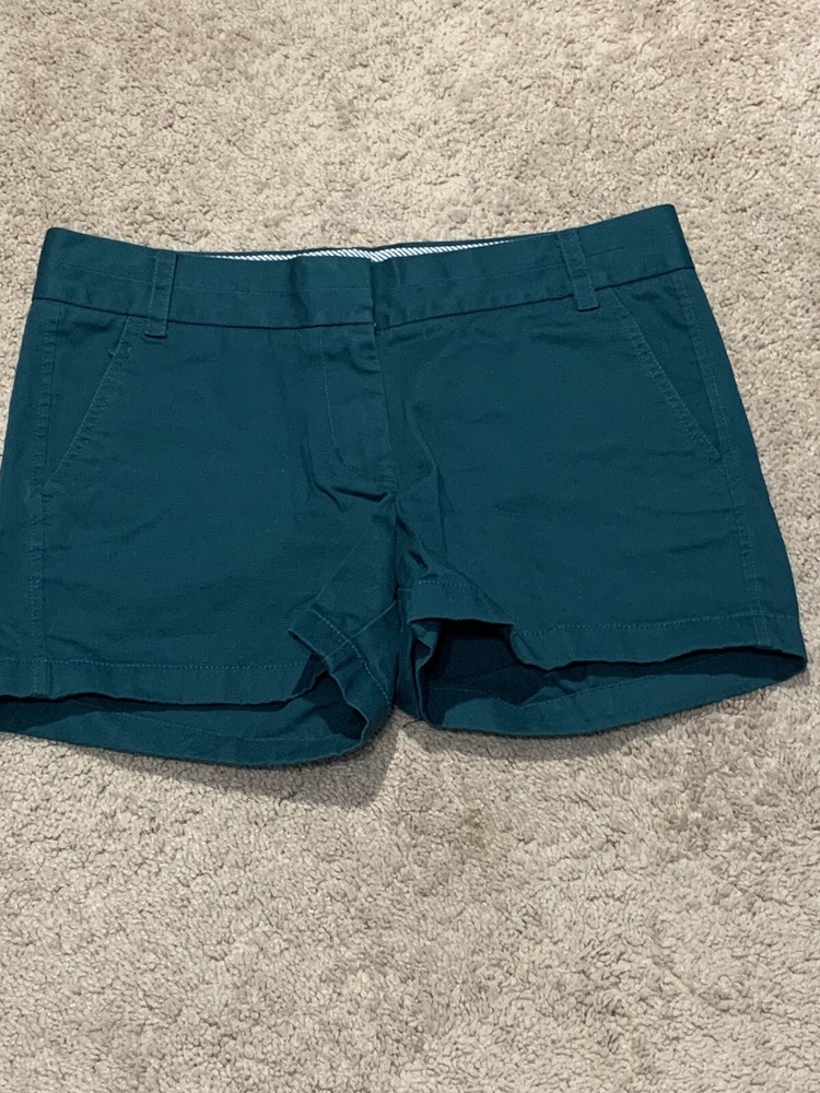 J. Crew  Womens Chino Shorts Size 6 Green Pockets Front Zip Belt