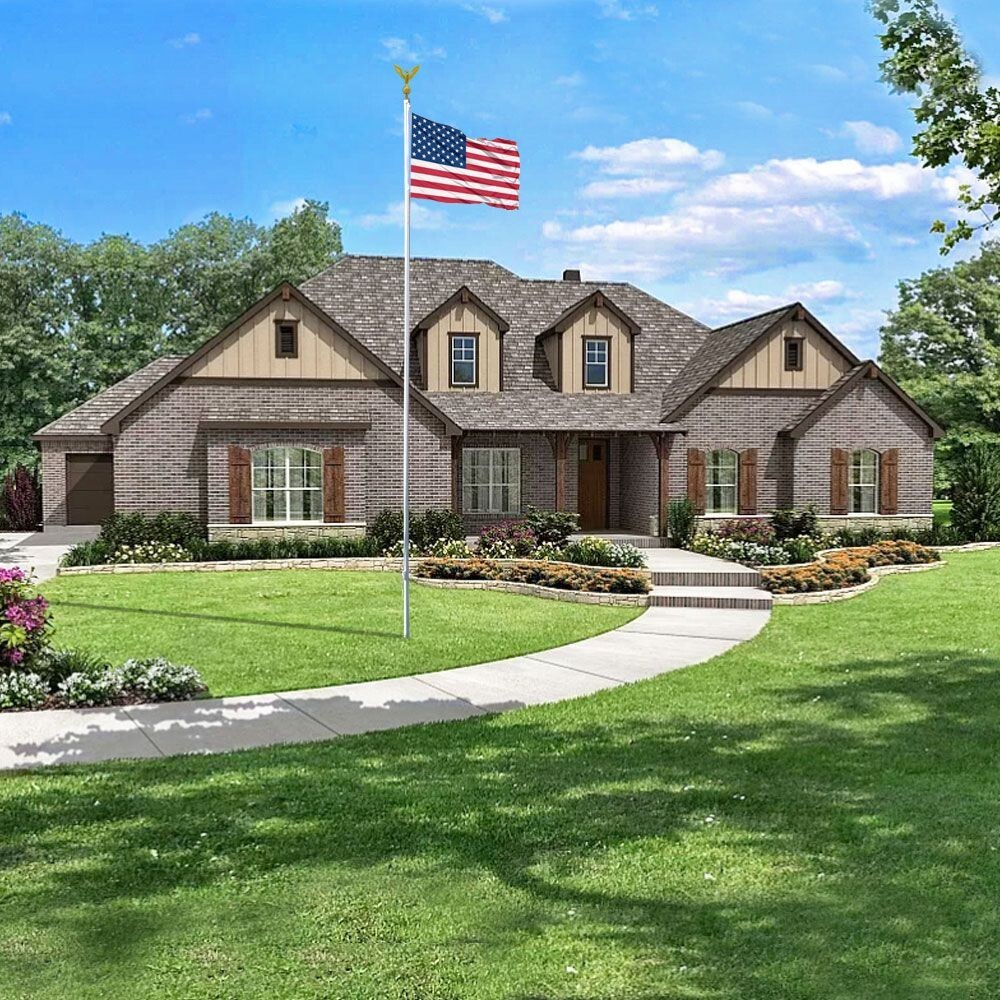20ft Heavy-Duty Residential EagleTop Flag Pole with 3x5ft USA Poly Flag Included