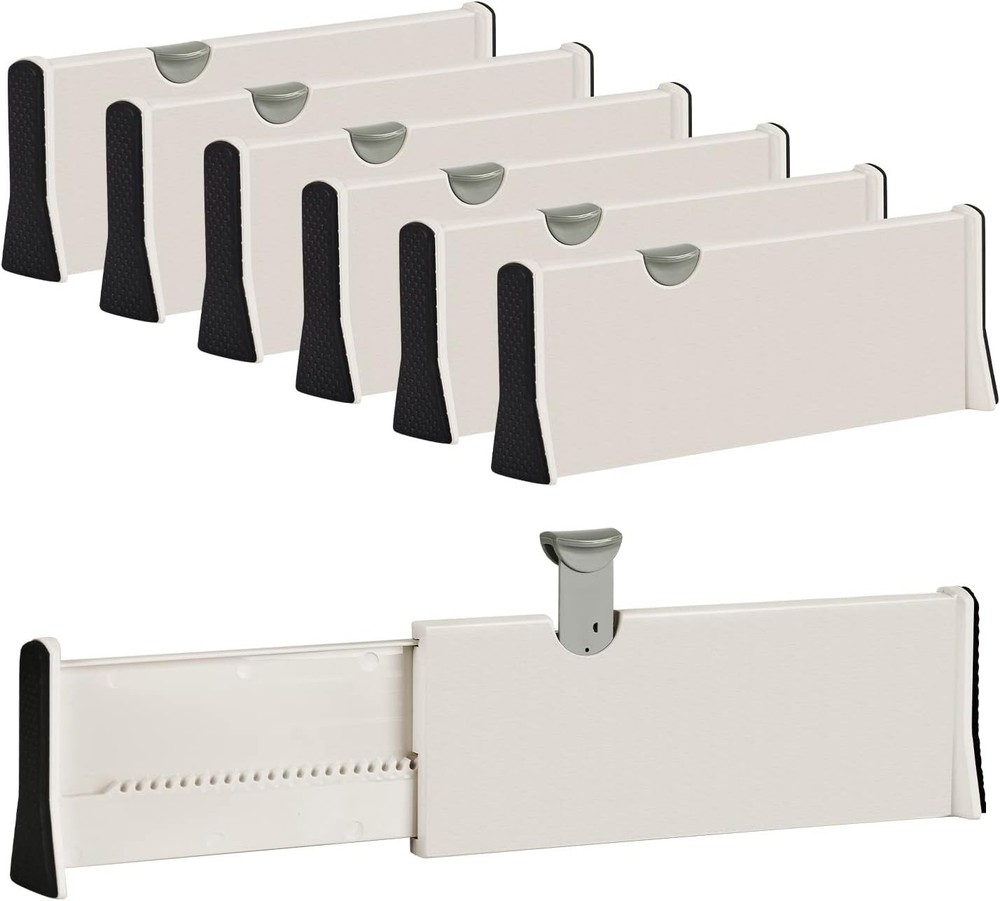6-Piece Adjustable Drawer Organizer Set for 11-17 Inch Wide Drawers 4 Inches High