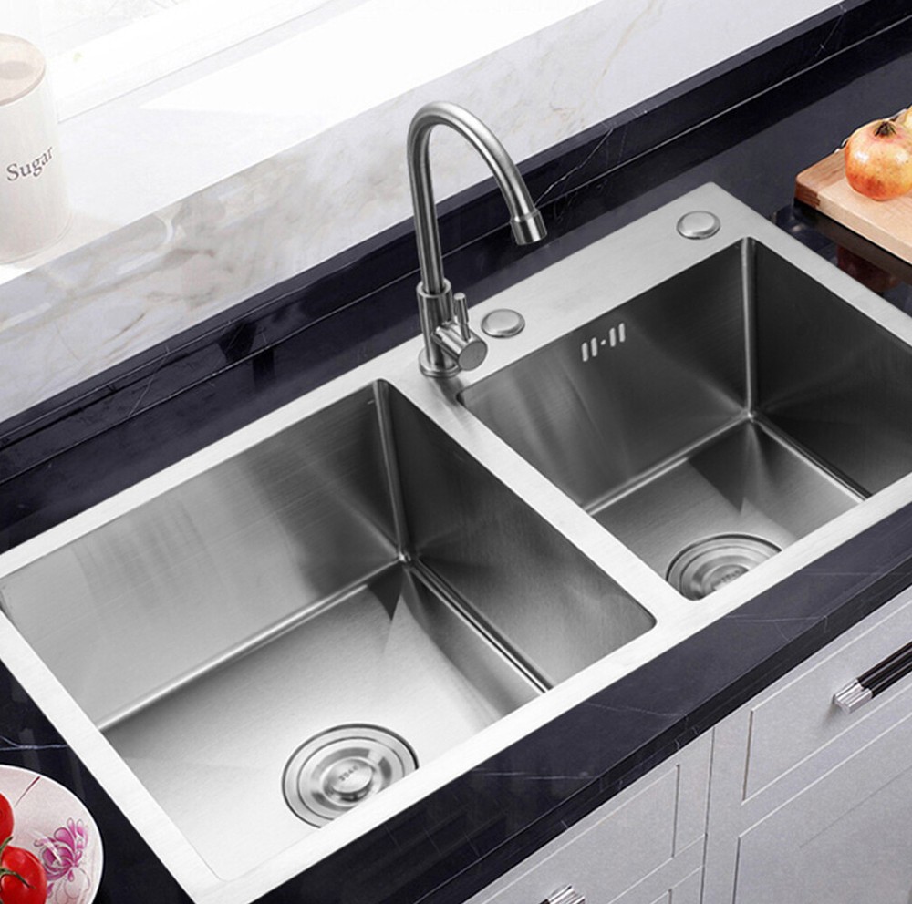 Stainless Steel Double Bowl Drop-in Kitchen Sink for Dishwasher and Vegetables