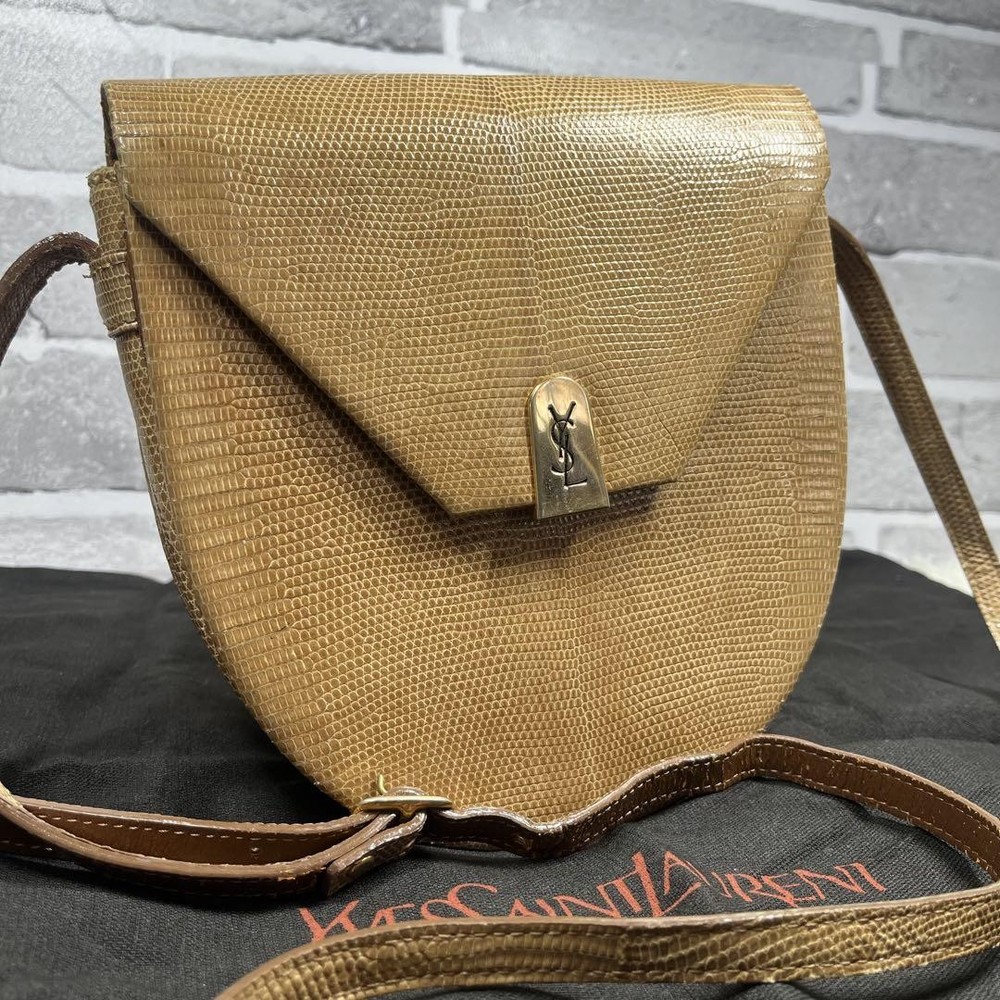 YSL Cassandra Leather Shoulder Bag in Beige Authentic F0508147
