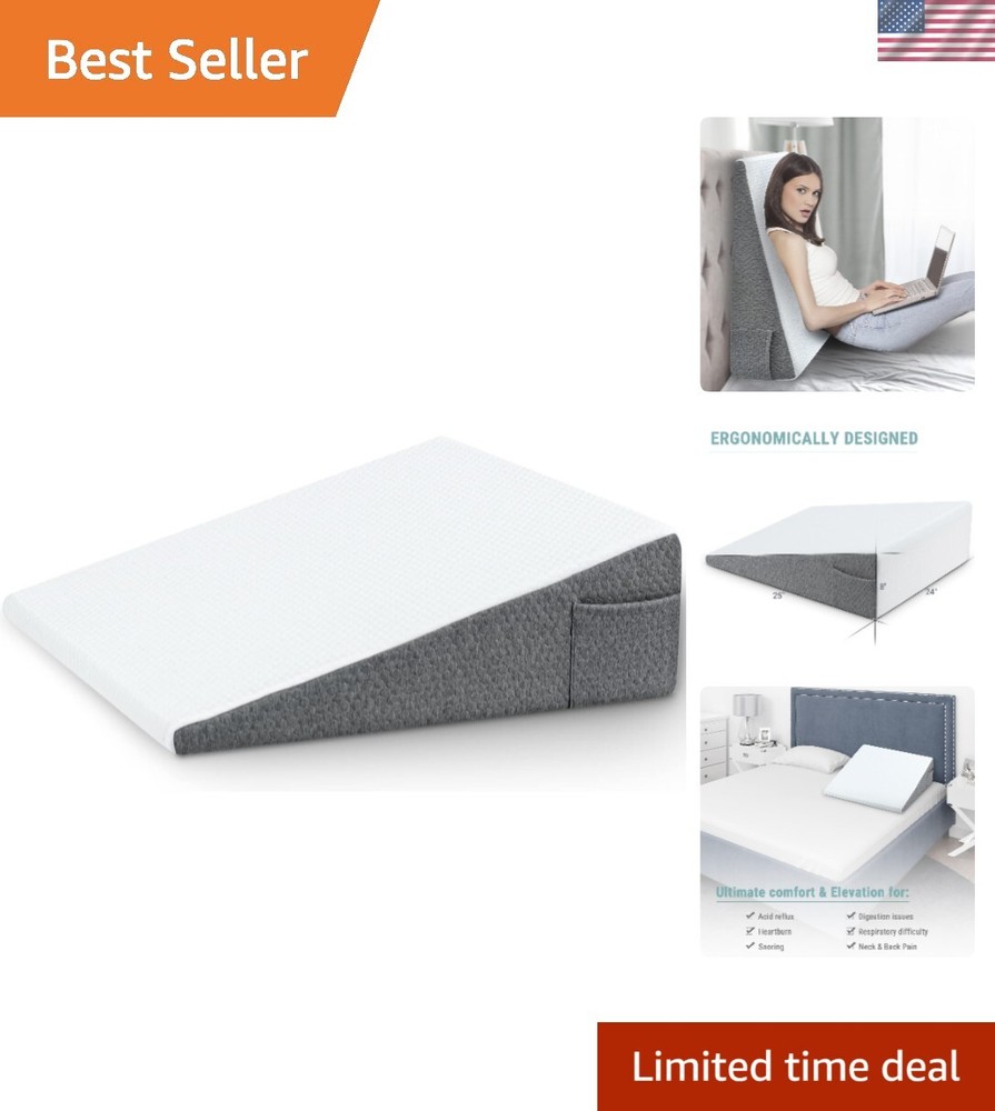 8-Inch Foam Wedge Pillow for Leg Back Support and Comfortable Sleep