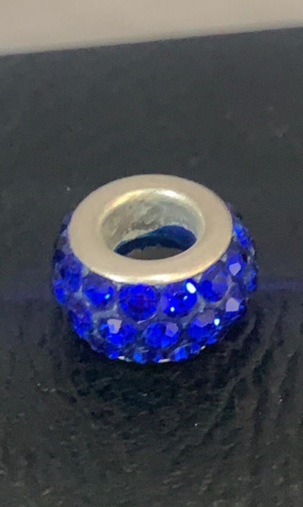 Pandora-Inspired Blue Crystal Alloy Spacer Bead Charm for Jewelry