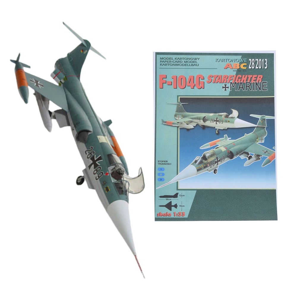 DIY 1/33 Scale US F-104G Star Air Fighter Plane Paper Model Military Puzzle Set